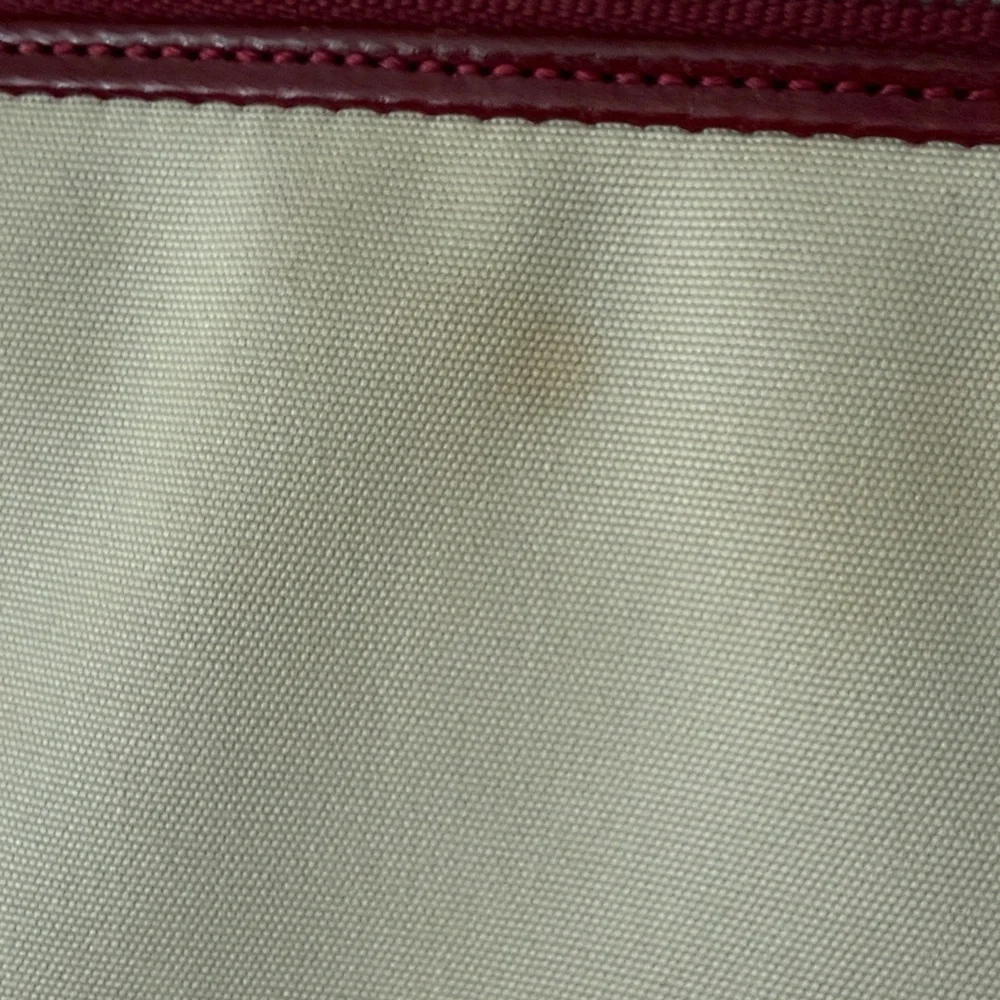 Monsac Red Leather and Cream Shoulder Bag